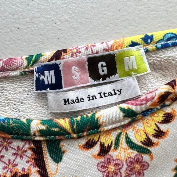 MSGM Paisley Print Pom Pom Crop Top Womens size 44 (10/L) Rare Made in Italy - Picture 8 of 11